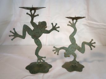 Metal Happy Dancing Toad/Frog Candle Holder Figurine Statue
