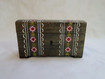 Flower Painted Wooden Trinket Holder Box