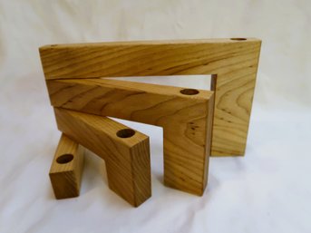 Vintage Candle Holder Wooden Reticulating Mid Century Modern 4 Candles