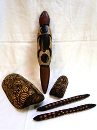 Set Of Australian Aborigine Wooden Art / Craft Pieces
