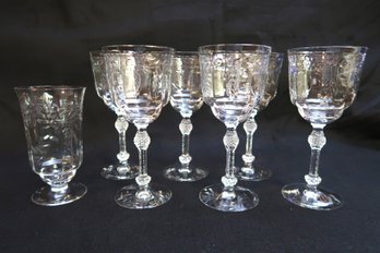 Fostoria York Cut Optic Stem Tall Water Goblet Set Of 6