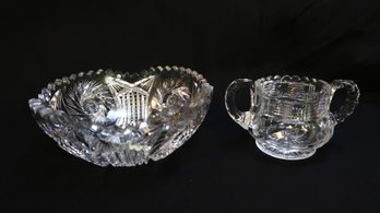 Cut Glass Sugar Bowl & ABP  Bowl