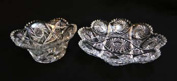 Pinwheel Cut Glass Bowl & Antique Birks Brilliant Cut Glass 8' Low Bowl C.1900 Gundy Clapperton