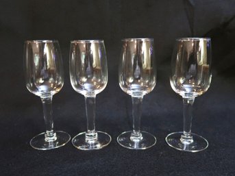 Set Of 4 Silver Rim Cordials