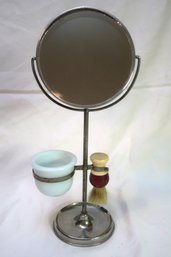 Antique Chrome Shaving Barber Mirror Vtg Display