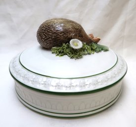 Vintage Bassano Hedgehog Hand Decorated Italian Ceramic Lidded Dish