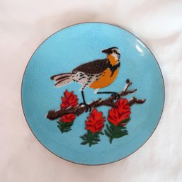 Enamel On Copper Plate With Bird