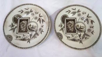 Antique James Beech Perak Bread/Butter Aesthetic Movement Transferware Bowls