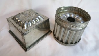 2 Vintage Tin Pudding Molds