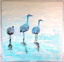 'Bosque Buddies' Sandhill Cranes In Water Print - Rebecca Fairfax