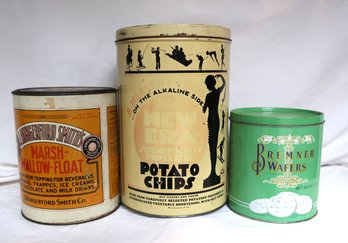 Vintage Round Food Tins - Set Of 3