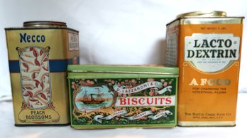 Vintage Square Food Tins - Set Of 3