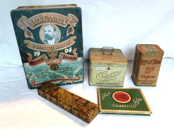 Vintage Tins - Set Of 5 Tobacciana/whiskey