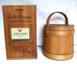 Wood Champagne Box & Wood Bucket With Lid