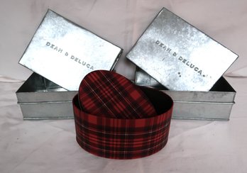 Plaid Oval Tin & 2 Dean/Deluca Steel Boxes