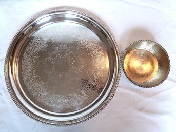 Silverplate Tray And Bowl