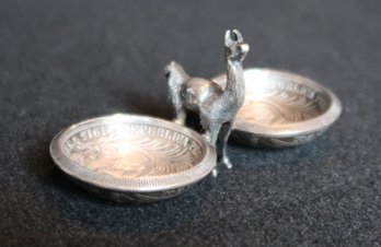 Peruvian Un Sol Coin Trinket / Salt Dish With Llama