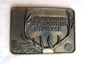 NRA Preserving Heritage W/antlers Belt Buckle