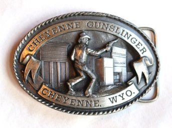 Cheyenne Wyoming Gunslinger Belt Buckle