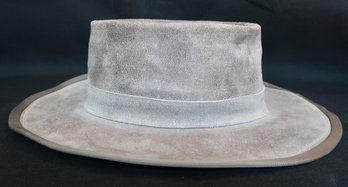 Grey Suede Leather Bush Hat Size XL