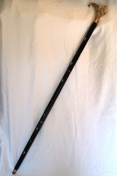 Wood Cane With Brass Lion Handle