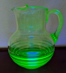 Uranium Green Glass Water Pitcher