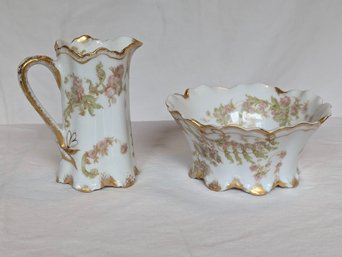 Haviland And Co. France Limoges Pink China Pitcher & Fingerbowl