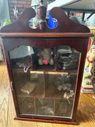 Wood Trinket Display With Glass