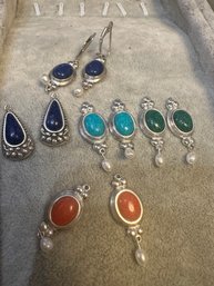 Diamonique Sterling Interchangeable Earring Set Stones