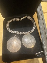 Sterling Silver Earrings And Heavy Bracelet