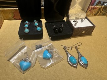 5 Pairs Of Sterling Silver Gemstone Earrings