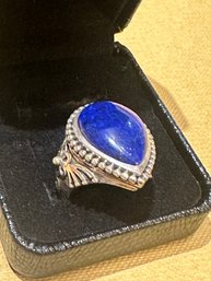 Large Sterling Lapis Ring India