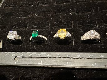 QVC Sterling Gemstone Rings Lot Of 4