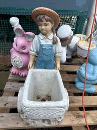 Concrete Girl With Wheelbarrow