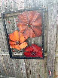 Pair Of Metal Flower Wall Hangings