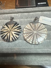 Lot Of 2 Sterling And Shell Pendants