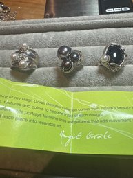 Lot Of 3 Hagit Gorali Sterling Rings Israel