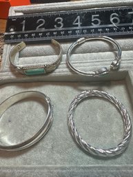 4 Large Sterling Silver Bracelets