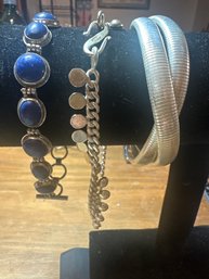 Lot Of 3 Heavy Sterling Silver Bracelets