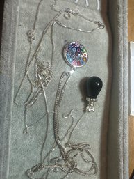 Italy Venetian Glass Sterling Neclace Onyx Pendant Lot