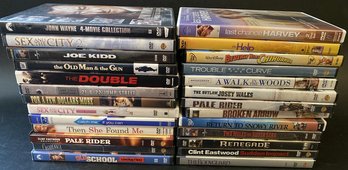 25 DVDs Including, Joe Kidd, Pale Rider, Old School, Renegade, The Bodyguard & More(Some Unopened/Untested)