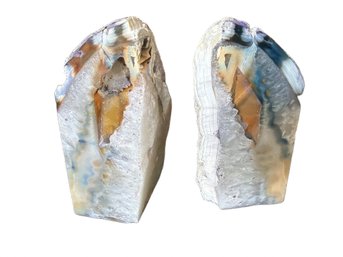 Polished Quartz Or Agate Bookends