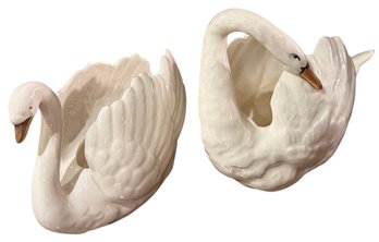 Two Goebel Porcelain Swan Figurines, West Germany
