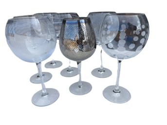 Mikasa Etched Wine Glasses With Metallic Accent