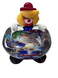 Murano-Style Hand-Blown Glass Clown Bowl
