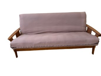 Solid Wood Futon Frame With Cushioned Mattress