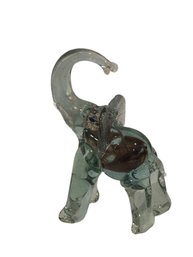 Clear And Colored Glass Elephant Figurine, 5.5 Inches Tall