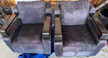 Upholstered Armchairs With Wooden Armrests