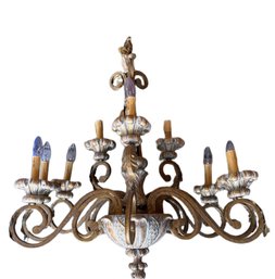 Metal And Resin Six-Light Chandelier With Scrolled Arms