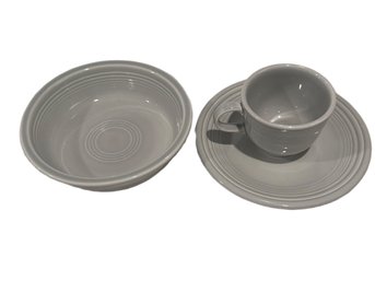 Homer Laughlin Fiesta Gray Bowl, Plate, And Cup Set